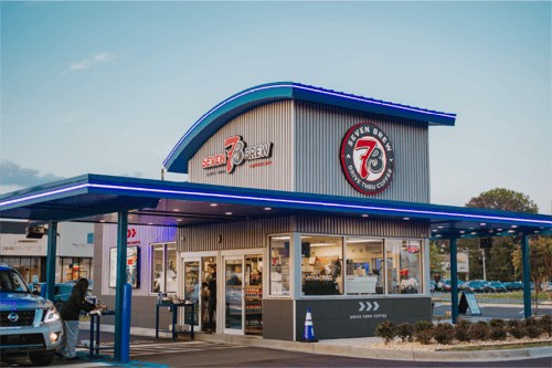 A 7 Brew stand shown on the brand’s official location pages